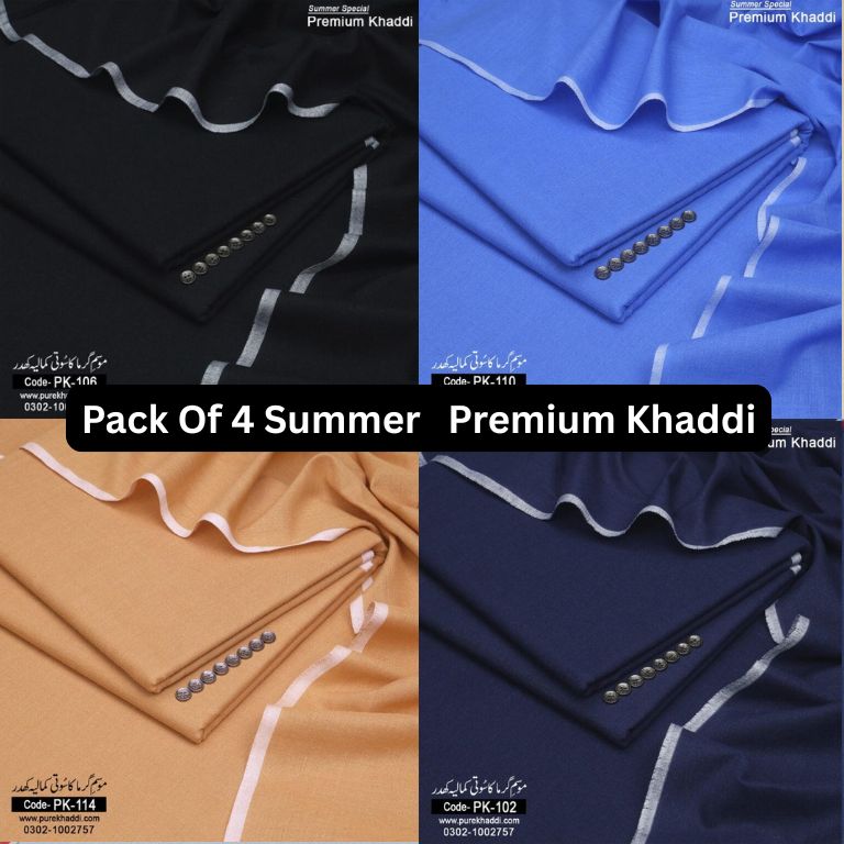 Pack Of 4 Khaddi (Black+Sky+Camel+Blue)